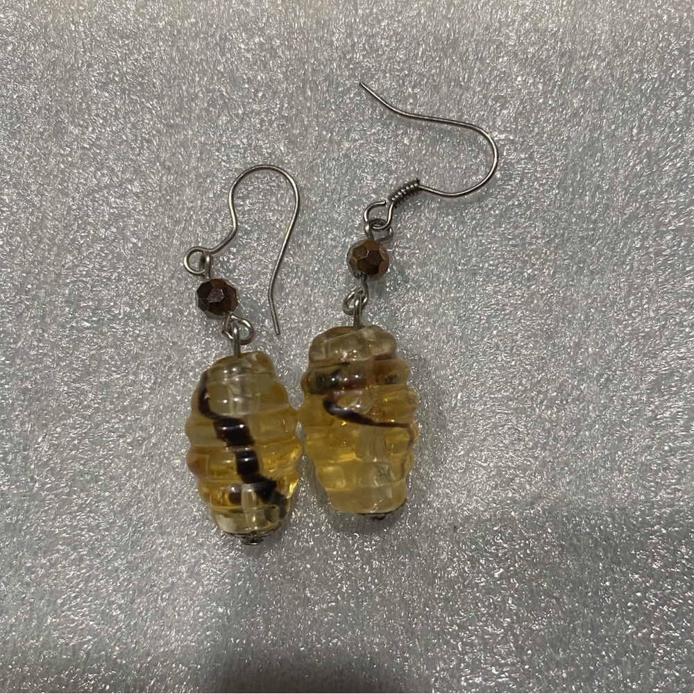 Fun Beehive Shaped Glass Earrings
